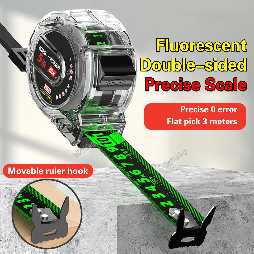 

Precision Anti-corrosion Measure Measuring Fluorescence Woodworking High Thickening Ruler Tool Tape Waterproof