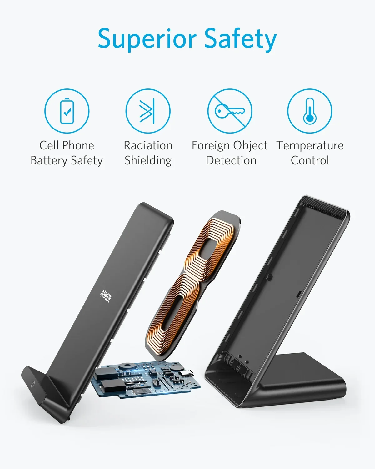 Беспроводные зарядные устройства Anker 10 Вт Max PowerWave подставка с сертификатом Qi для iPhone 1414 Pro14 Pro Max13 Pro (art.: 3920d2efcdd59) - 3920d2efcdd59