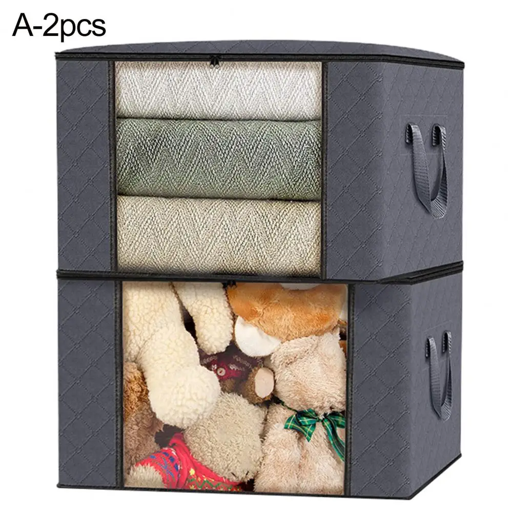 

Two-way Zipper Storage Bag Capacity Clothes Storage Bags with Window Foldable Portable Multi-functional Organizers for Home