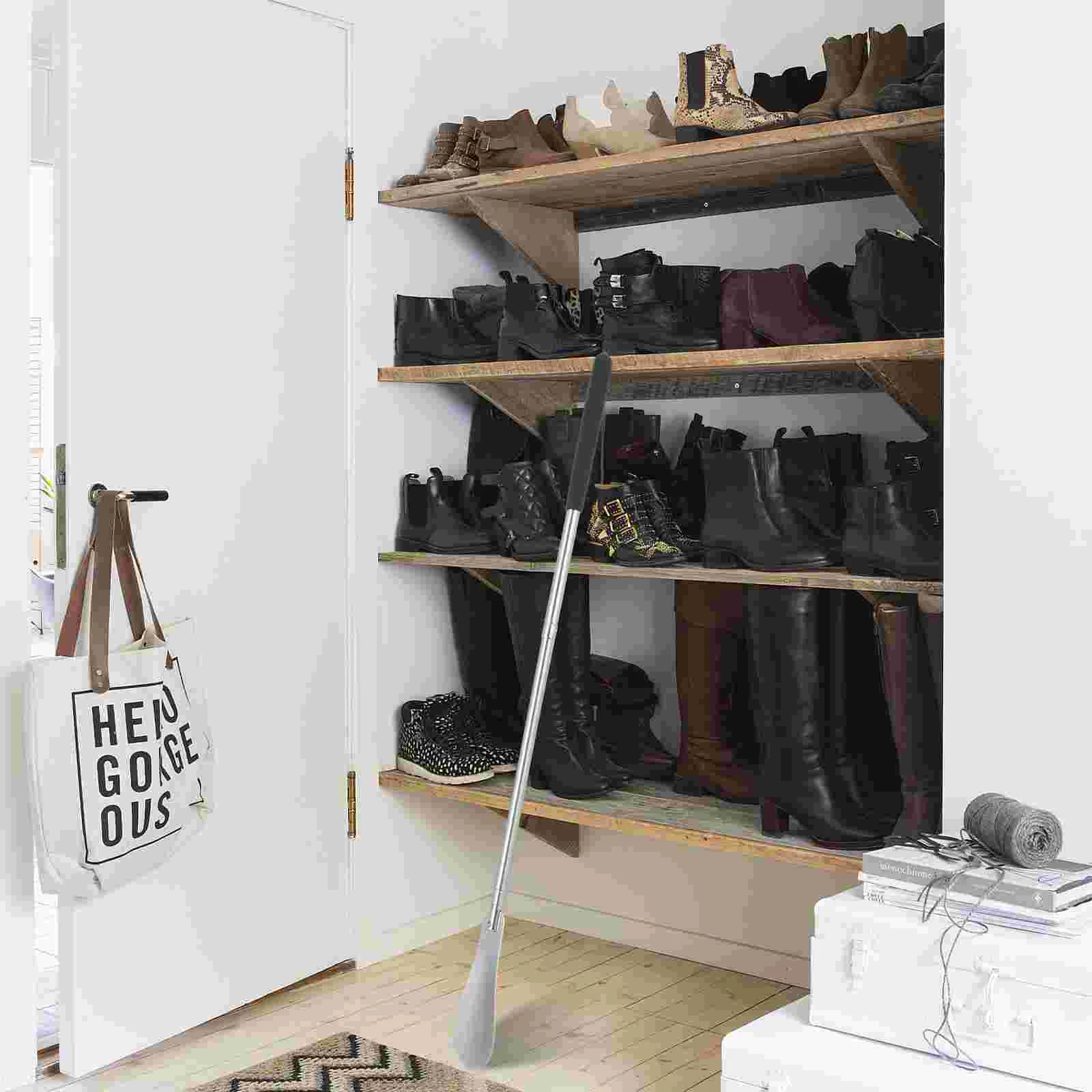 Выдвижной рожок для обуви из нержавеющей стали металлические рожки удлиненный с