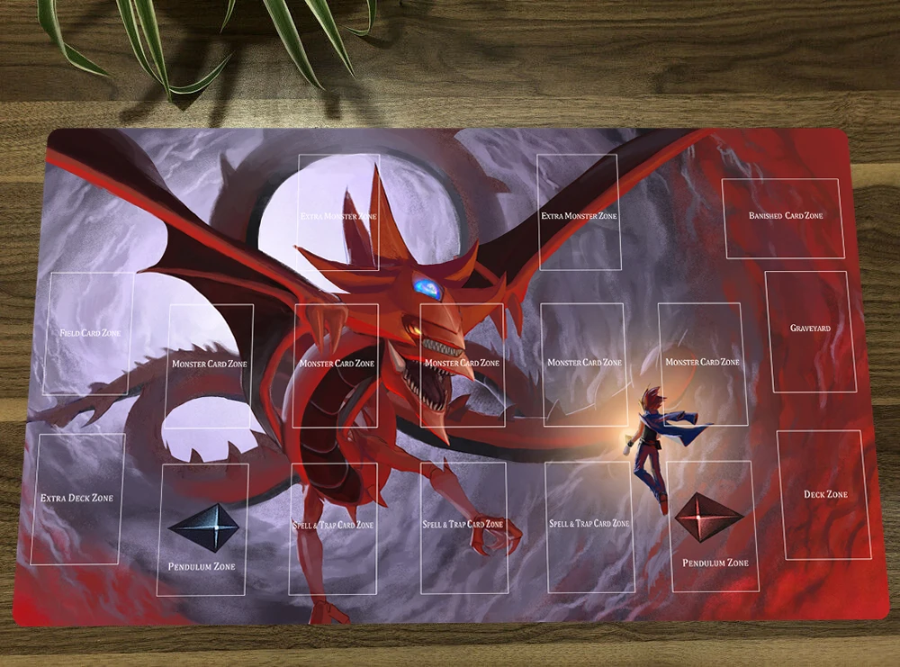 

YuGiOh Slifer The Sky Dragon & Atem TCG Mat Trading Card Game Mat CCG Playmat Rubber Mouse Pad Desk Play Mat Free Bag 60x35cm