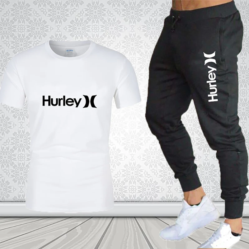 

Men's Spring Summer Tracksuit Male Round Neck T-shirt + Jogging Trousers Sets Essentials Sportswear casual Fashion Sports Suit