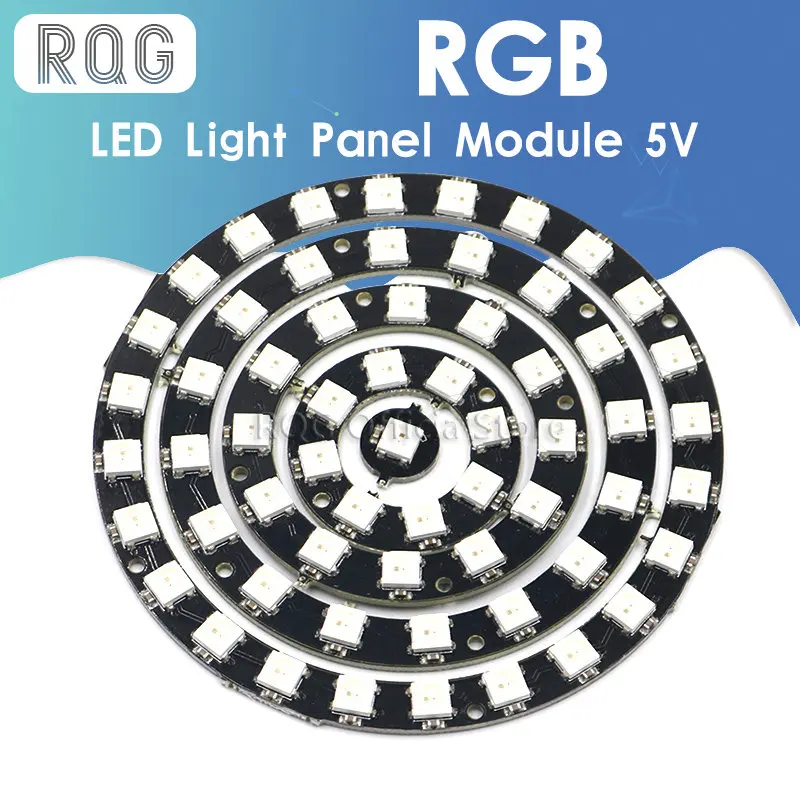 

RGB Светодиодное кольцо, 1 бит, 8 бит, 12 бит, 16 бит, 24 бит, WS2812 5050 RGB светодиодный + встроенные драйверы, встроенные полноцветные Круглые лампы с приводом