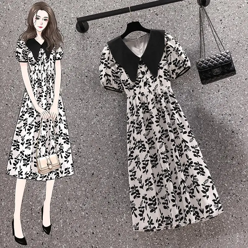 

Милое летнее платье-миди с коротким рукавом и цветочным принтом, модные блузки 2022, дешевая винтажная одежда для женщин, женская одежда в сти...