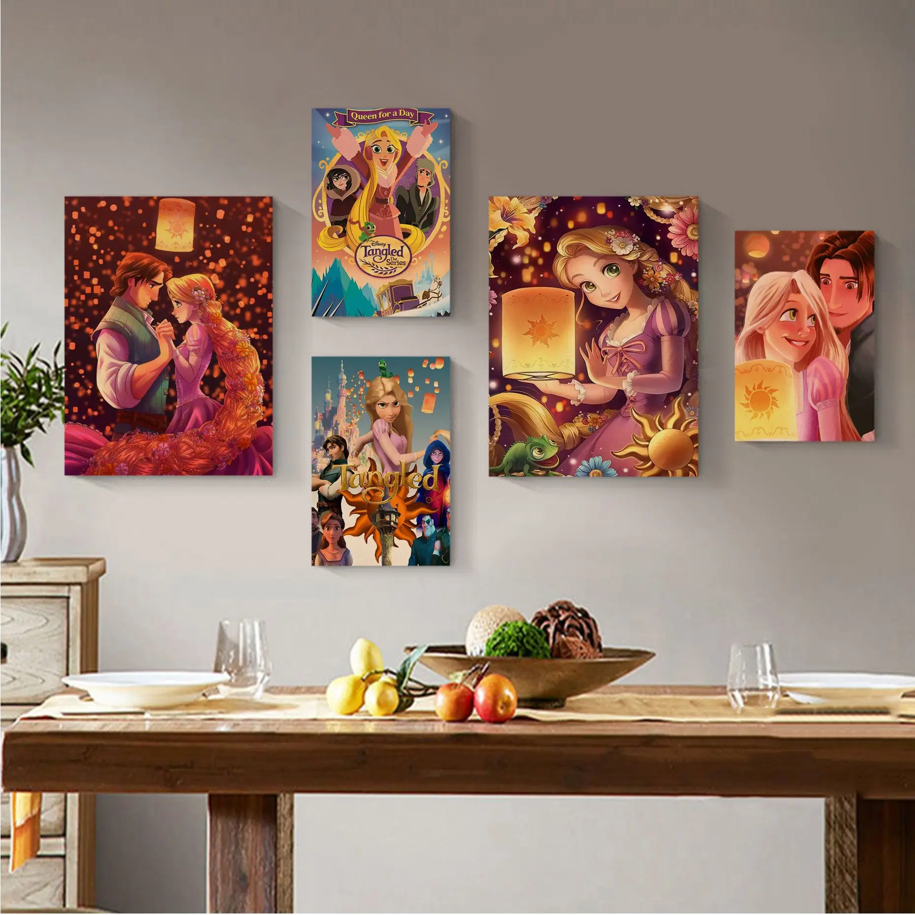 

Disney Movie Tangled Rapunzel Retro Kraft Paper Poster Kraft Paper Prints and Posters Stickers Wall Painting