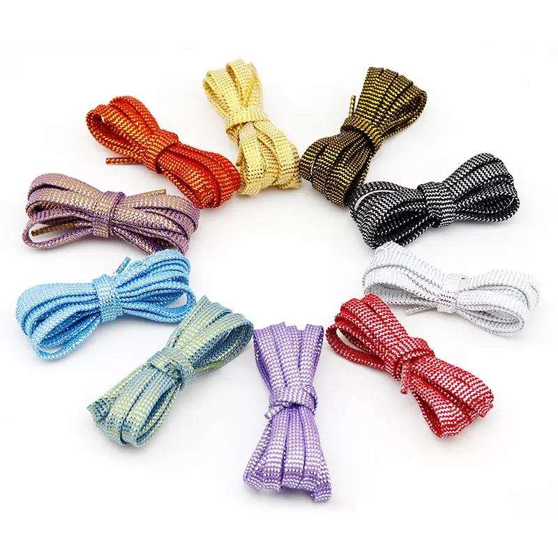 

Luxury Coolstring Shoe Accessory 7MM Metallic Yarn Flatlaces Female Trendy Hand Neck Bracelet Weaving Tapes Affordable Wholesale