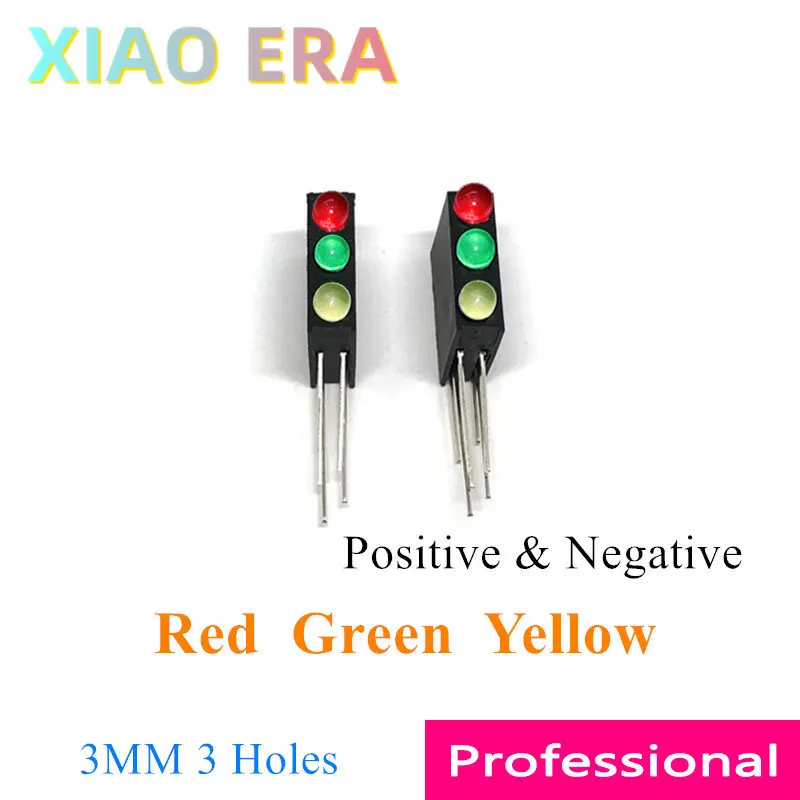 1000pcs 3 Holes Led Lamp holder with led Red & Green & Yellow 3 Color Black Plastic Holder 90 Degree bend leg