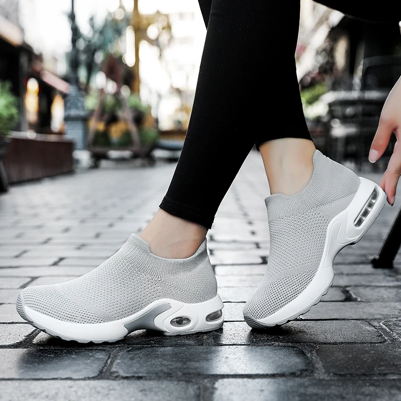 Sneakers Women Summer Lightweight Mesh Breathable Soft Fashion Breathable Running Lightweight Slip-On Height Increasing