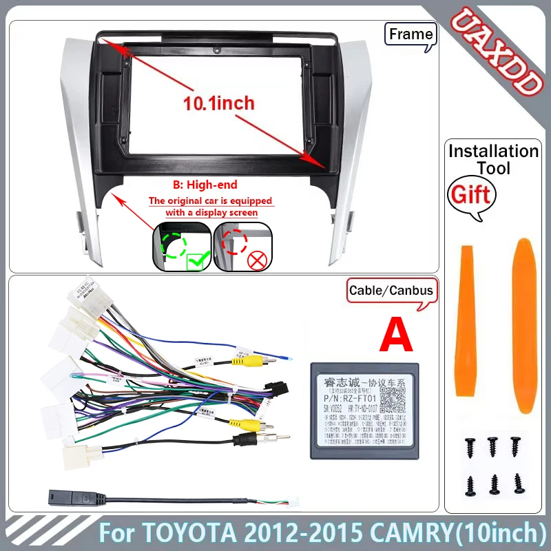 

Автомобильный радиоприемник для TOYOTA CAMRY 2012-2015, 10,1 дюйма, Android, стерео, аудио экран, мультимедийный видеоплеер, кабель навигации, жгут, рамка