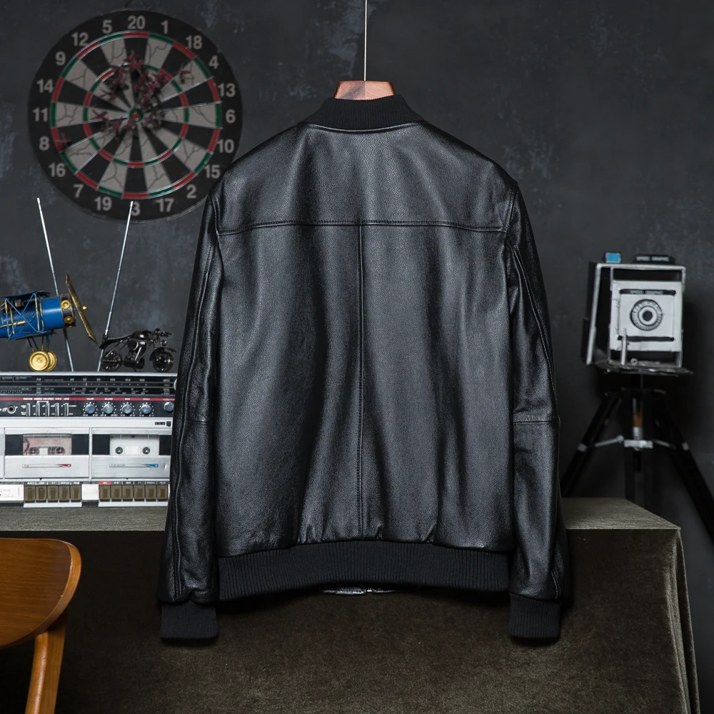 Настоящая кожаная куртка мужские куртки 100% коровья кожа мужское пальто кожа одежда осень азиатский размер 5XL оптовая отправка.