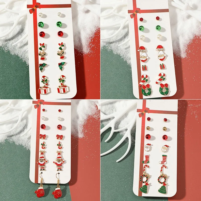 

Christmas 2022 News Trendy Stud Earrings Set For Women Friends Teacher Fashion Elk Cane Christmas Tree Gold Earrings Aesthetic