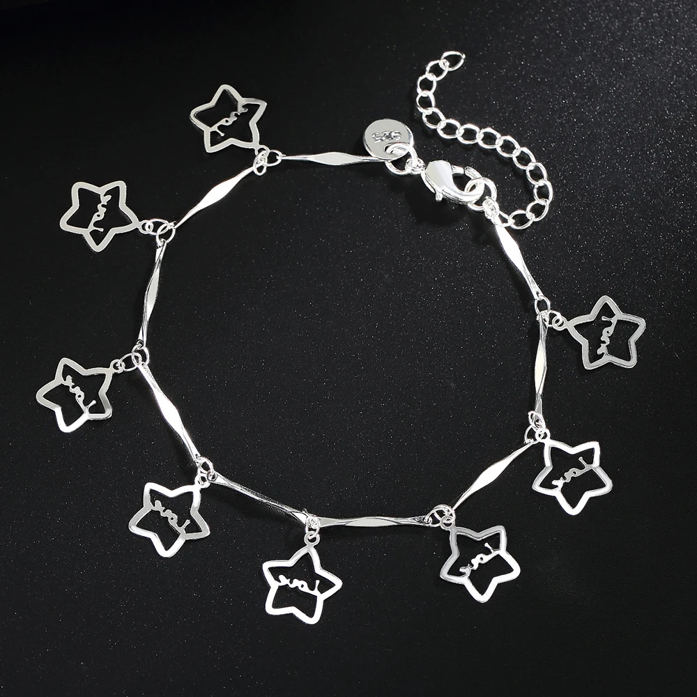 

Popular brands 925 sterling Silver beautiful star Bracelets for Women Fashion classic Party wedding accessories Gifts Jewelry