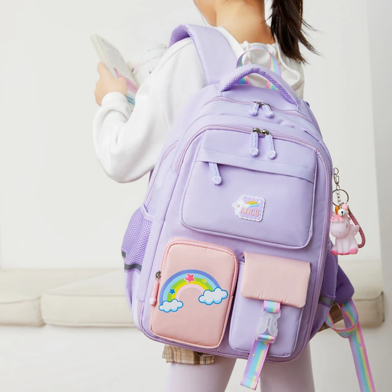 Girls' School Backpacks Grades 3 Rainbow School Bags for Teenager Girls Princess Primary Backpack Kid Schoolbag Mochila Infantil