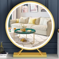 aesthetic large round led decorative mirrors makeup standing portable gold mirror desk room dekoration home home decor luxury