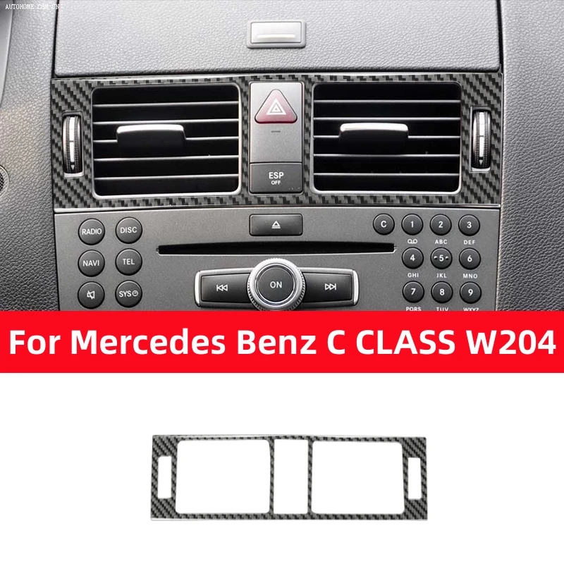 

For Mercedes Benz C Class W204 2007-2013 Sticker Carbon Fiber Car Dashboard Central Air Outlet Decorative Frame Auto Accessories