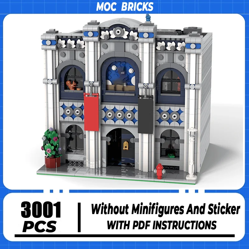 

Moc Building Block Modern Space Museum Model Technology Brick DIY Assembly Modular City Street View Toy For Kid Child