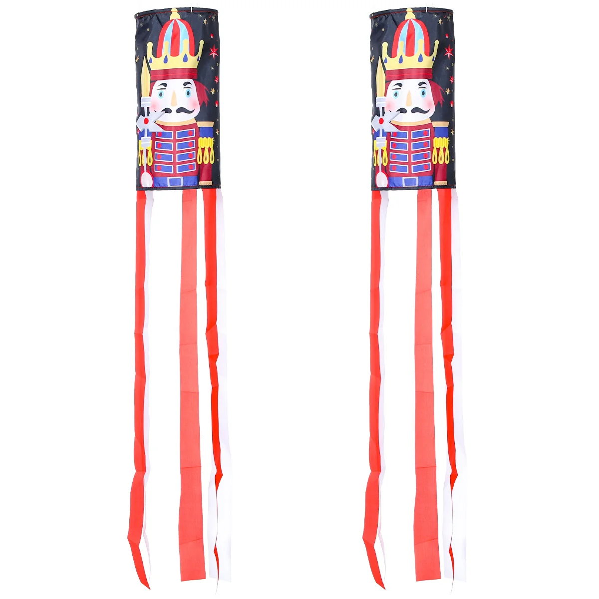 

2pcs Adorable Nutcracker Pattern Windsock Outdoor Hanging Flag Ornament Party Decor Windsock