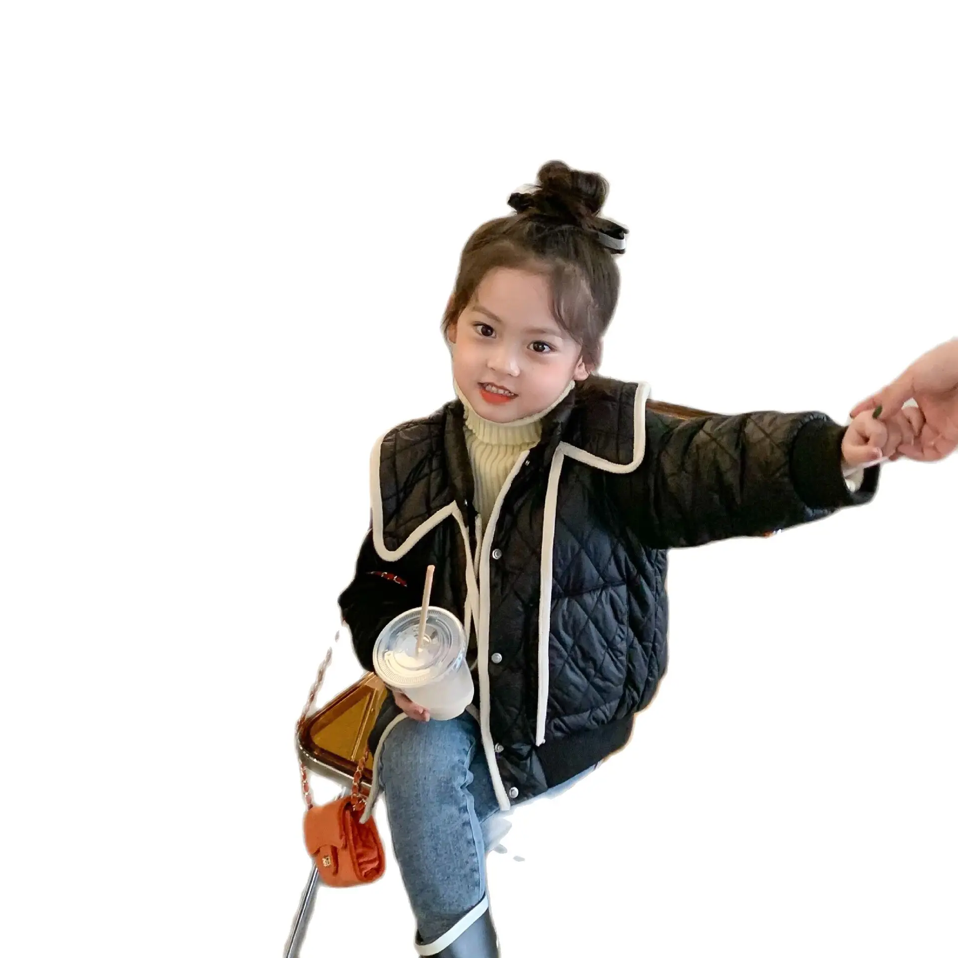 Детское утепленное пальто для девочек стеганая хлопковая куртка маленьких