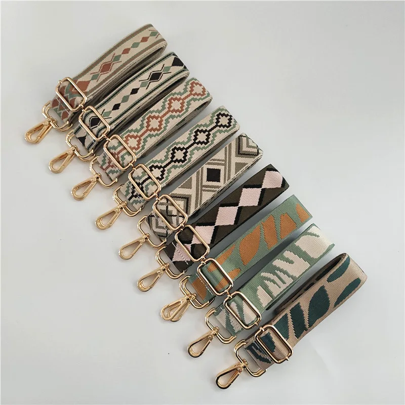 

Ethnic Bag Strap Adjustable Wide Shoulder Straps for Women' s Handbag O Bag Crossbody Replacement Cotton Colored Belts