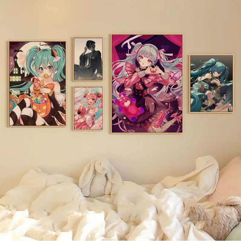 

VOCALOID Characters Retro Kraft Paper Poster Decoracion Painting Wall Art Kraft Paper Kawaii Room Decor