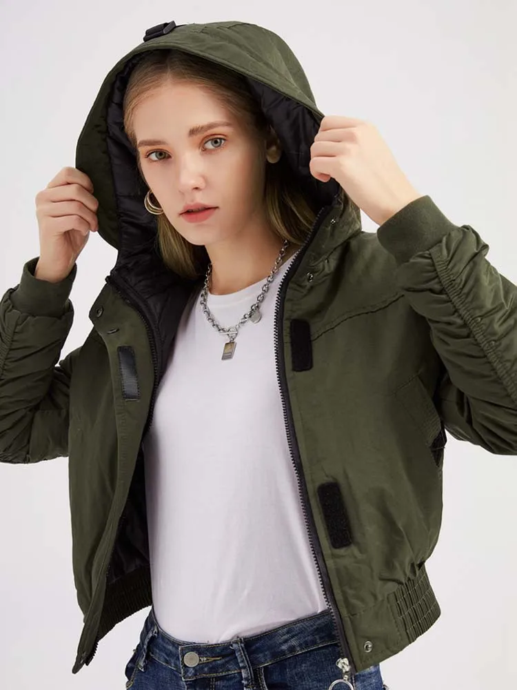 Winter Warm Thick Hooded Coats Women Short Parkas Fashion Cotton Padded Female Puffer Moto Jacket Fashion Zipper Biker Outerwear