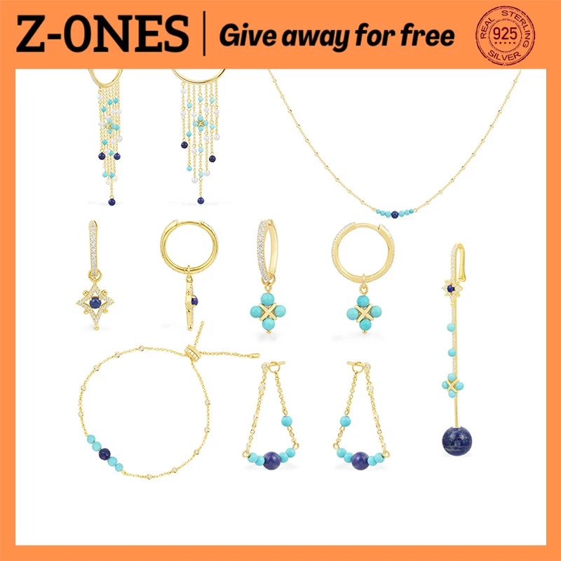 

2021.7 month new S925 sterling silver Monaco jewelry set necklace bracelet earrings Roman style women blue stone jewelry gift