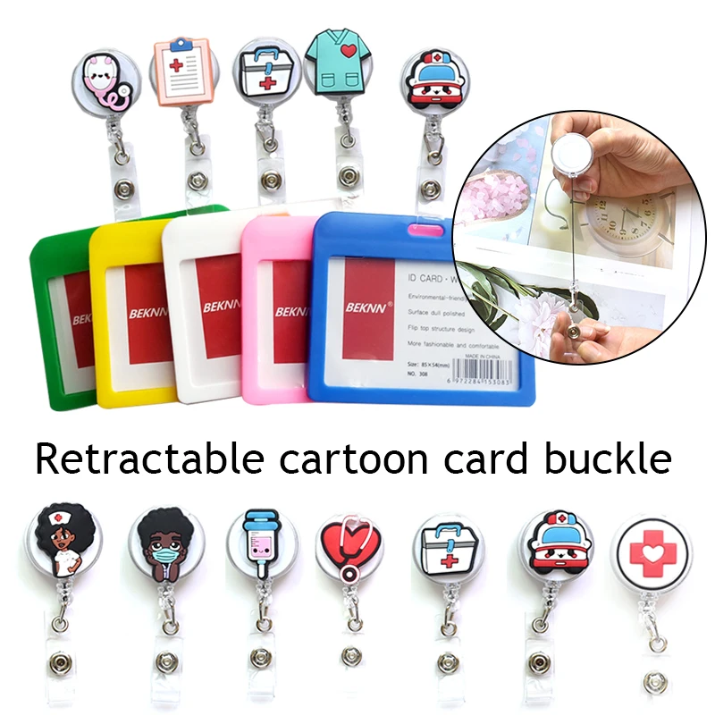 

Retractable Badge Reels Work Card Clip Nurse Doctor Medical Worker Uniform Chest Pocket Card Holder Badge Holder Accessories