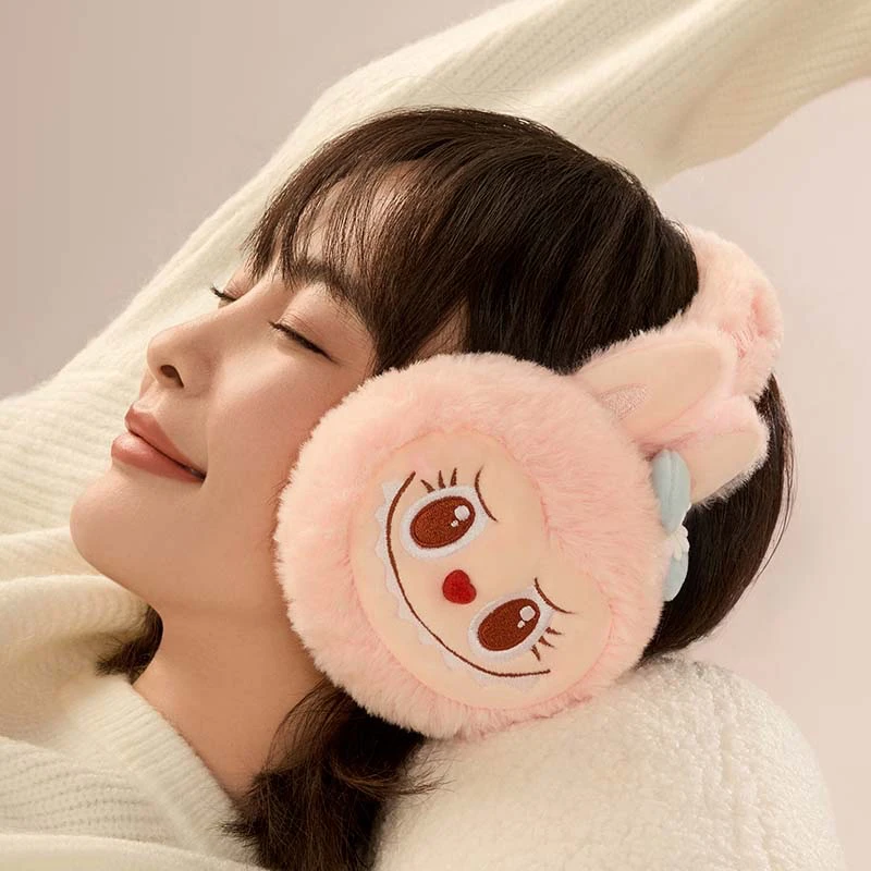 Новый оригинальный шарф Kawaii Labubu наушники Mokoko теплая серия зимние термопредметры