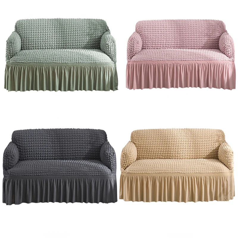 

Обложка для дивана в гостиную, покрывало для кровати, рифленая эластичная ткань, Обложка для мебели, плиссированный подол