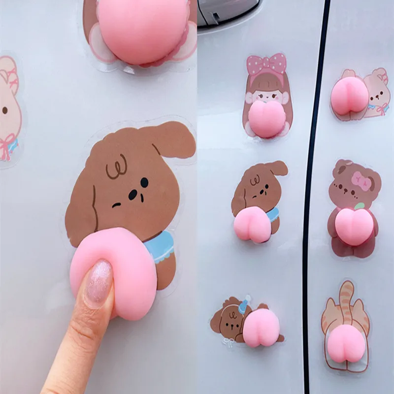 

Новые Мультяшные милые аниме 3D наклейки на стену, автомобильные наклейки, двери автомобиля, защита от столкновений, милая задница, защита от...