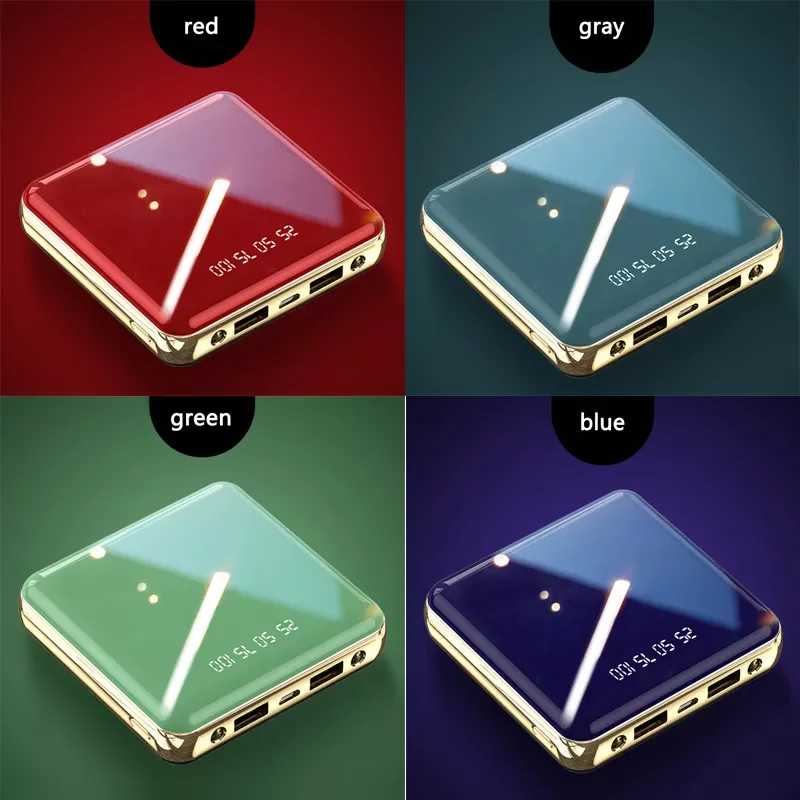 

NEW2023 Portable Mini Power Bank 20000mAh LED Mirror Display Dual USB External Battery Powerbank 5V 2A Fast Charger For Xiaomi 2