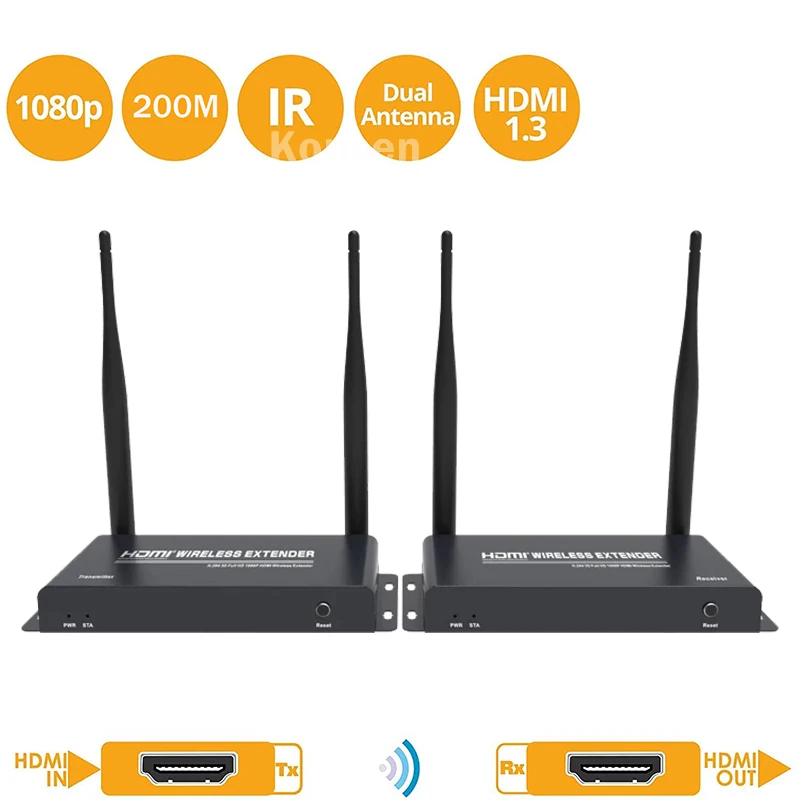 200 м беспроводной HDMI удлинитель передатчик и приемник комплект с Loop Out 5 ГГц Wi-Fi