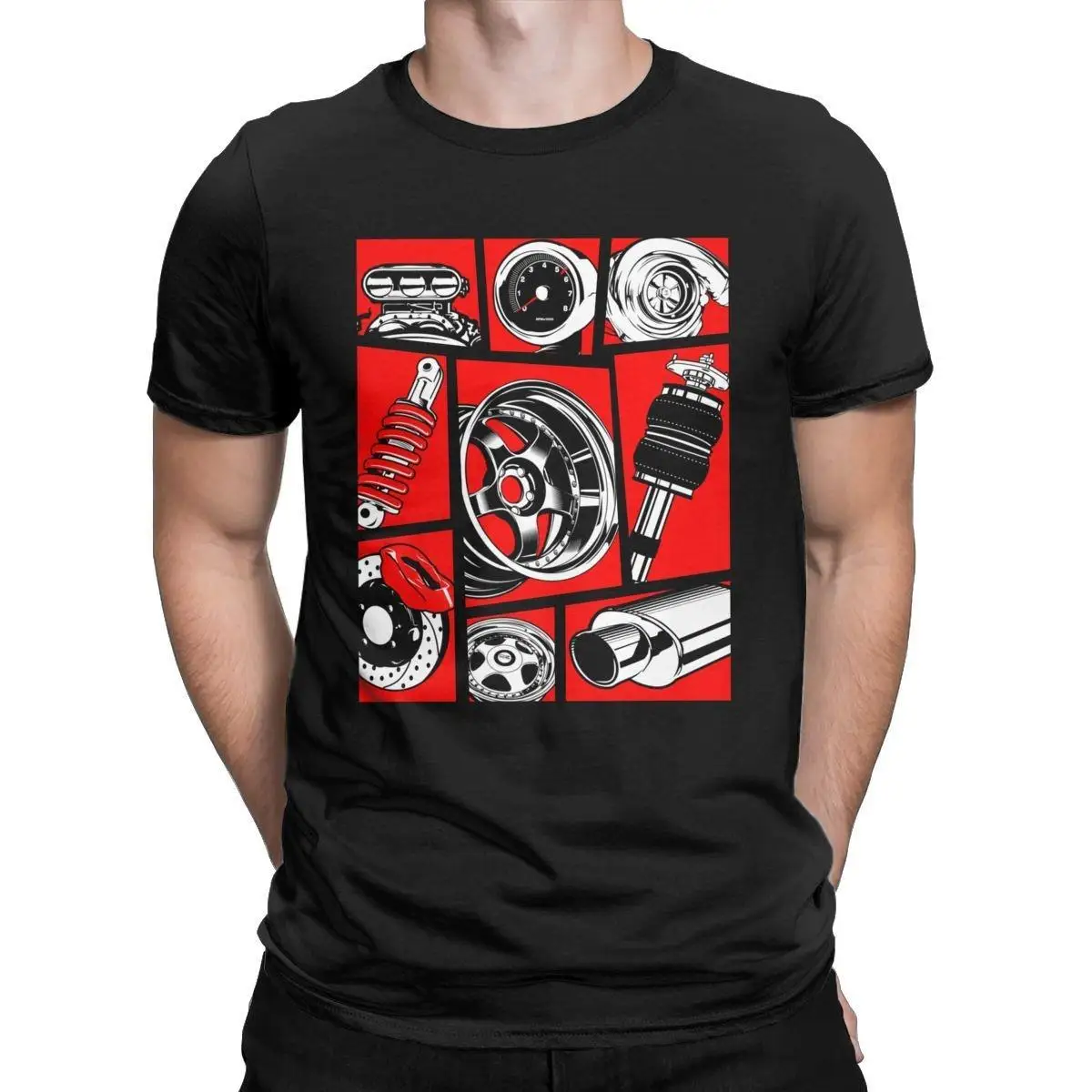 Men's Car Culture T Shirt Pure Cotton Clothes Creative Short Sleeve Round Neck Tees Graphic Printed T-Shirts