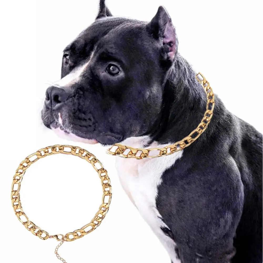 

Metal Dog Chain Gold Dog Collar Fashion Cat Necklet for for Teddy French Bulldog