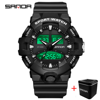 SANDA Brand Sport Watches Mens Military Waterproof Shockproof Watch Dual Display Auto Date Male Quartz Digital Wristwatches-36794