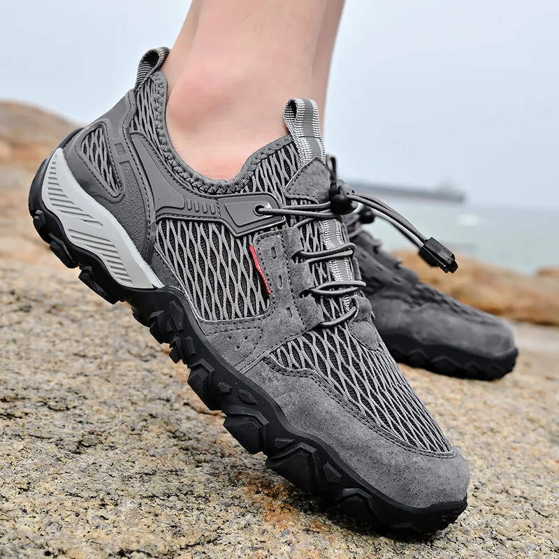 Men Shoes Trail Running Shoes Stylish Slip Mens Hiking Shoes Breathable Summer Sneakers Lightweight Camping Shoes