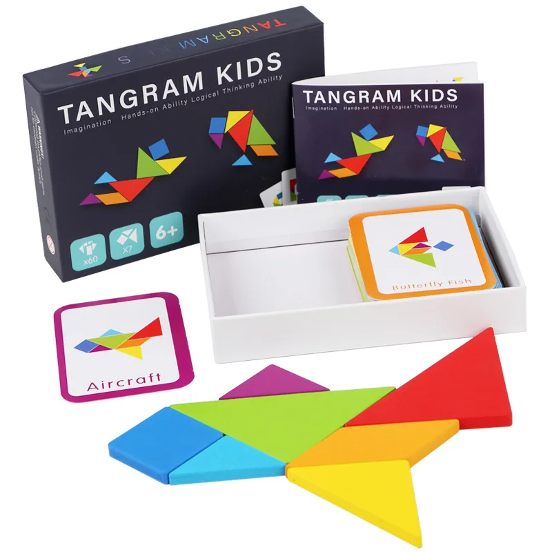 

Wooden 3D Puzzle Jigsaw Tangram Game Baby Montessori Toys Color Shape Matching Puzzle Early Learning Educational Toys For Kids