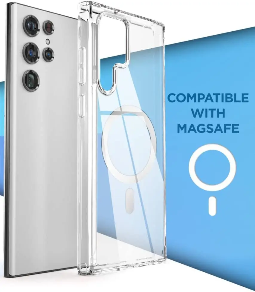 

For Magsafe Magnetic Wireless Charging Case For Samsung Galaxy S22 S22Ultra S22Plus Funda Transparent Magnets Shockproof Cover