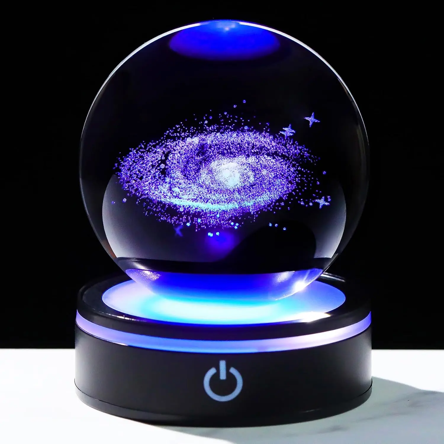 Фото 3D хрустальный шар Galaxy со светодиодной подсветкой, стеклянная планета, сфера, модель галактики, фигурка, ночник, украшение, подарки №1