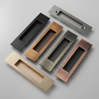 One Pair Hidden Door Handles Zinc Alloy Recessed Flush Pull Cover Floor Cabinet Handle Black Bronze Furniture Handle Hardware