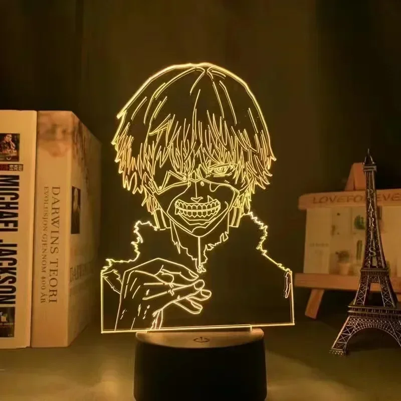 Ночник в стиле аниме Tokyo Ghoul, 3D LED акриловая лампа с изображением Кена Канеки для декора спальни, ночник, подарок на день рождения (art.: 3920d84ea442f) - 3920d84ea442f