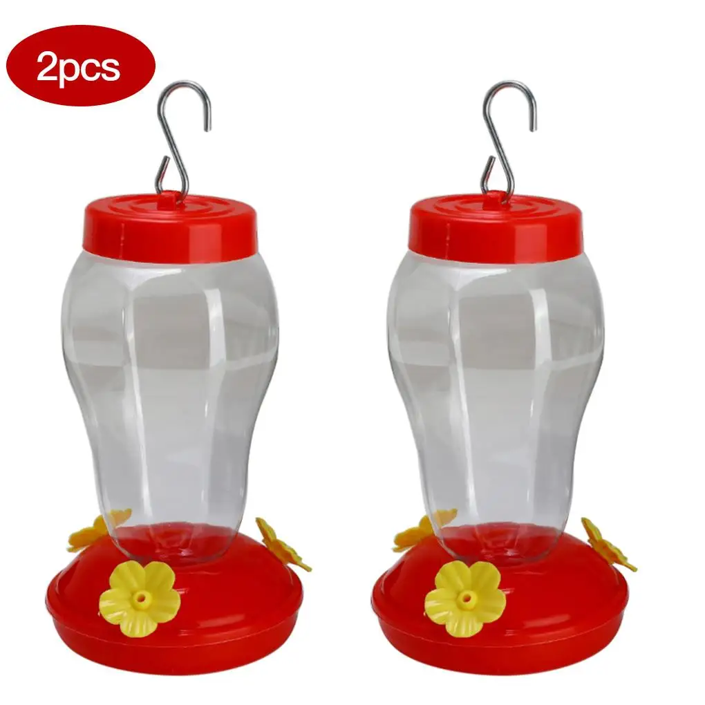 

Plastics Bird Water Feeder Bottle Hanging Hummingbird Feeder Garden Outdoor Plastic Flower Iron Hook 2pcs Bird Feeder