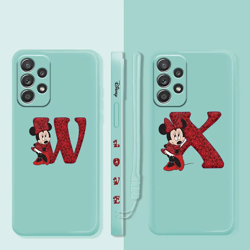 

Minnie Mouse Love Heart Letter X W Liquid Case For Samsung Galaxy A52s A73 A72 A53 A33 A32 A22 A02s A21s A12 A31 A51 A71 A03s
