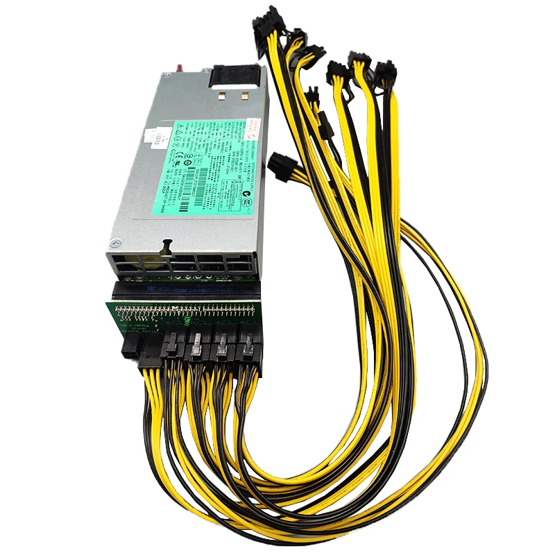 

1200W Server Power Supply 490594-001 438203-001 498152-001 HSTNS-PL11 + Breakout Board + 12pcs PCIe 6Pin to 6+2Pin Cable