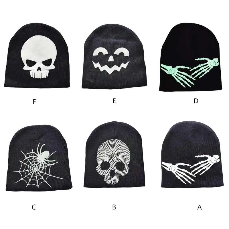 

Luminous cap Y2k Beanie knit Skeleton Hand Beanie Spider Web Beanie Skullies Beanie Baggy Slouchy Beanie Cap Skull cap