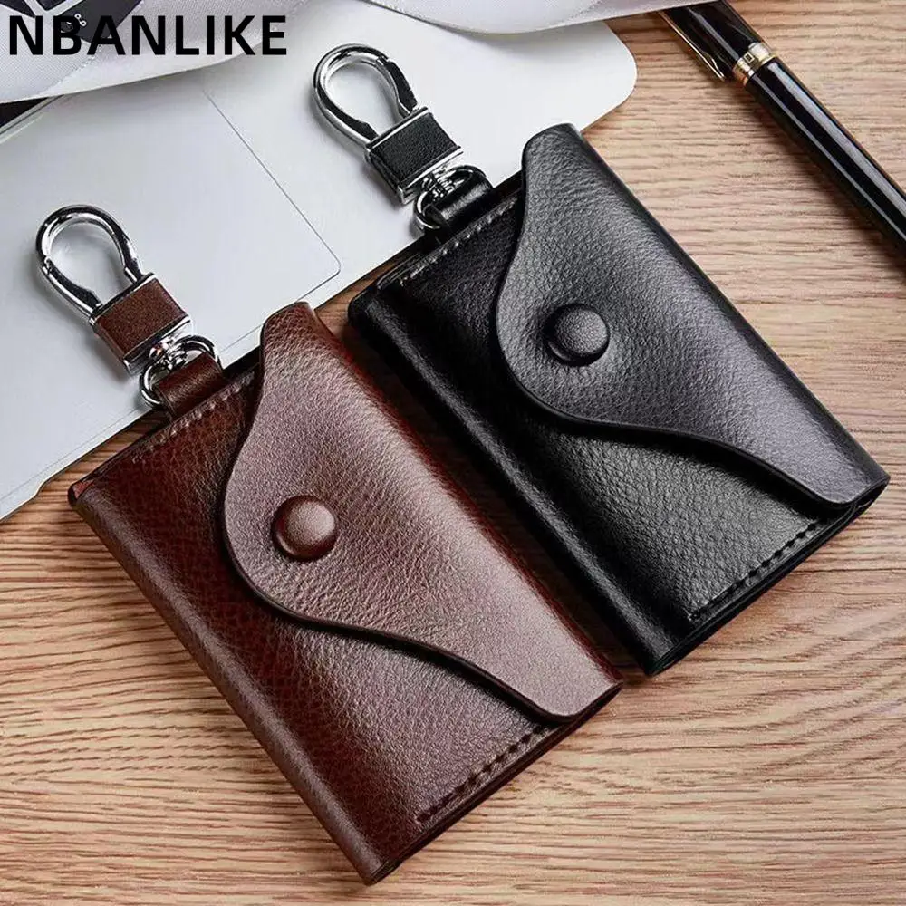 

Large Capacity Leather Simple Zipper Key Bag Waist Hanging Car Key Wallet Universal Key Holder