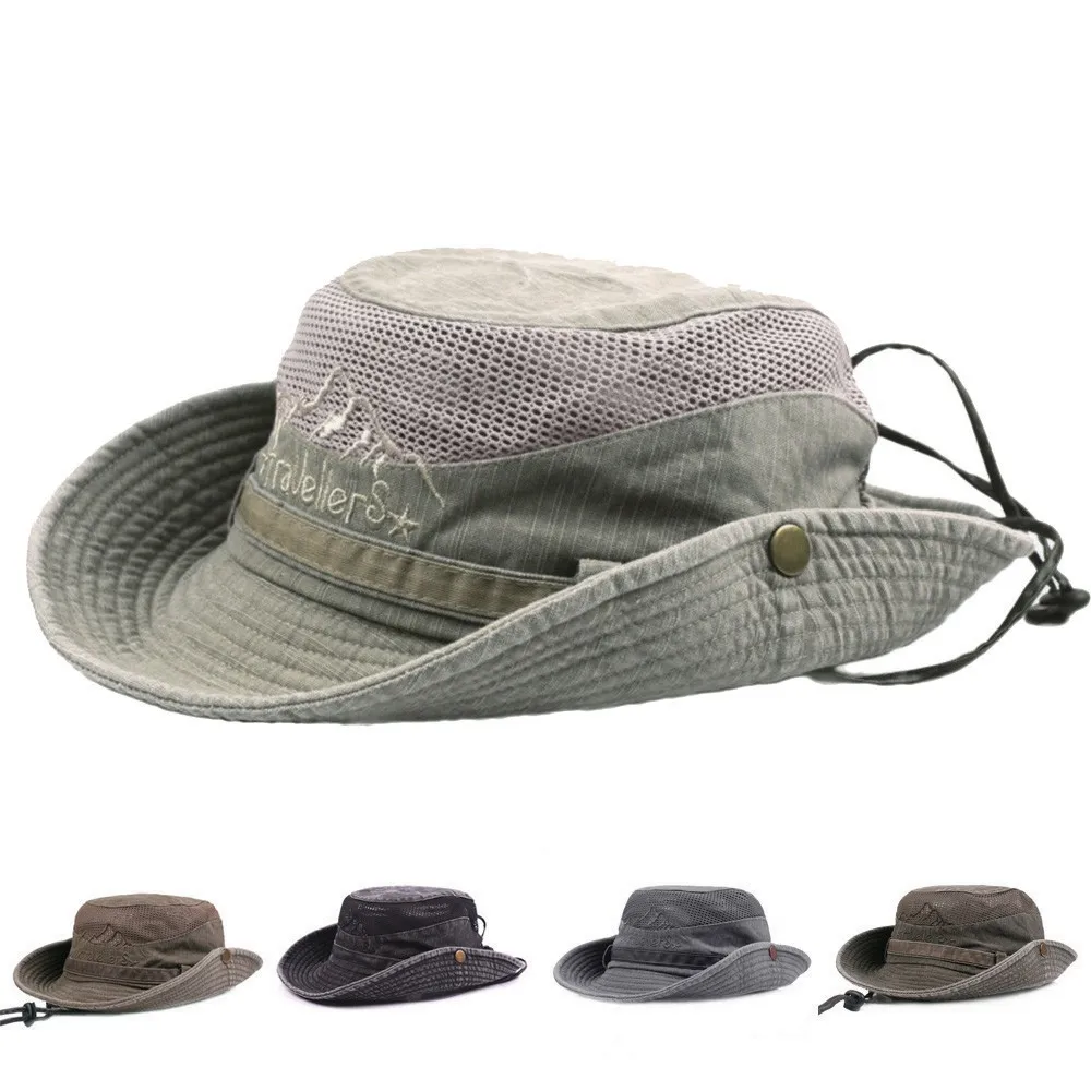 

Men's Caps Cotton Summer Sun Visor Hat Mesh Breathable Bucket Hats Fisherman Hat Outdoor Climbing Cab Dad's Beach Cap Chapeus