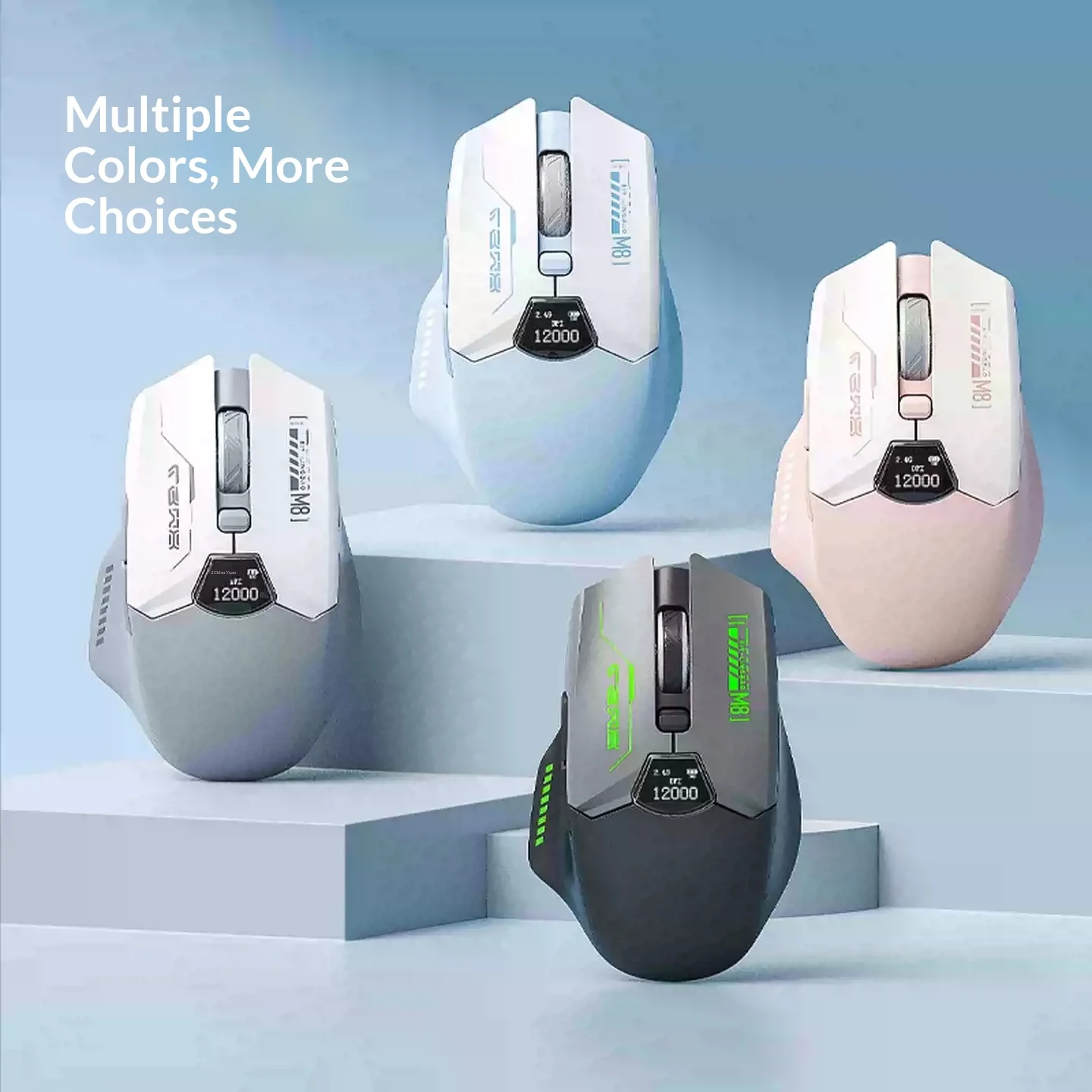 Фото Беспроводная игровая мышь LINGBAO M8 с интеллектуальным дисплеем, сенсором PAW3311, разрешением 12000DPI для геймеров FPS Valorant на ПК №5