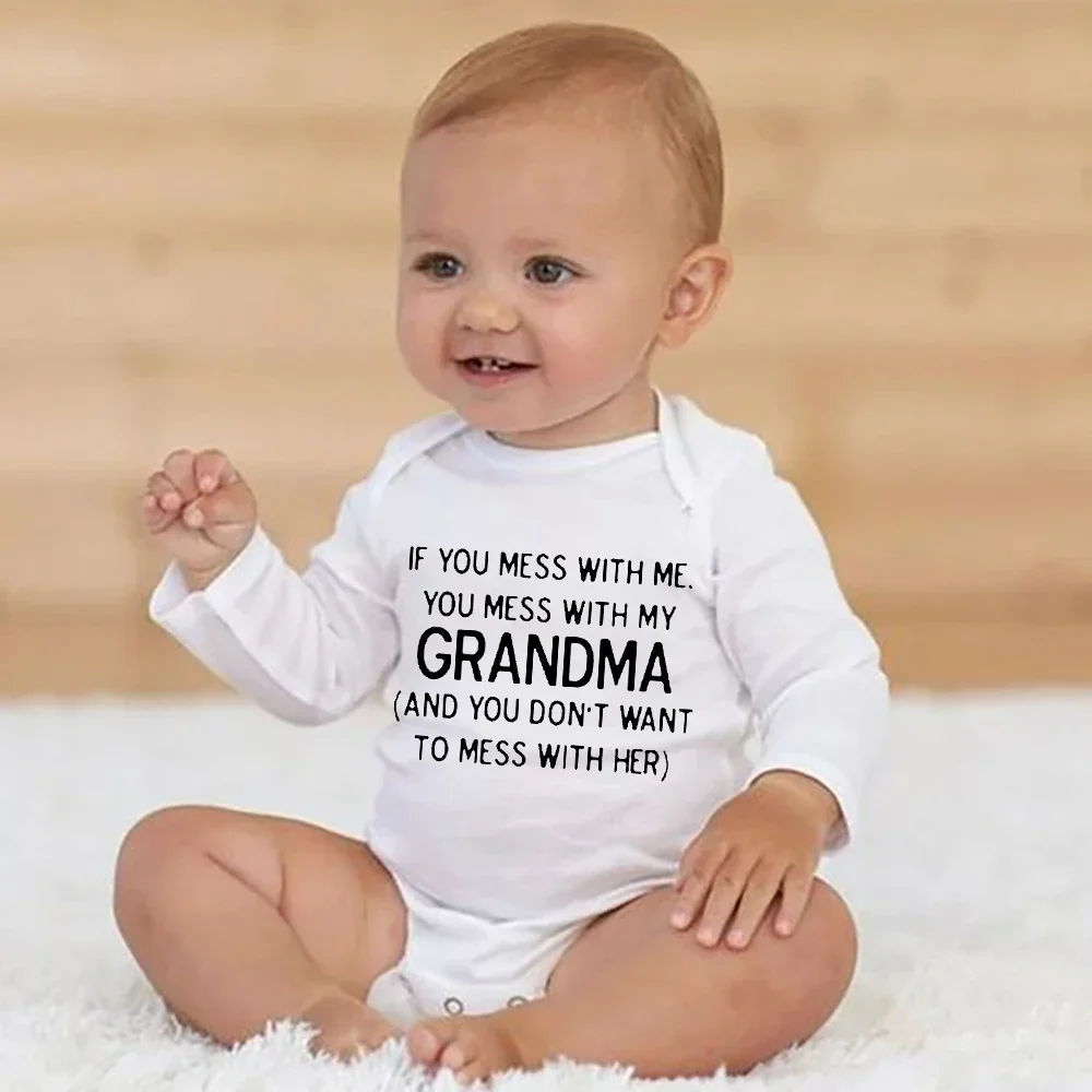 

Если вы беспорядке со мной, вы бесшумны с моим бабушкой, малышом, боди с длинным рукавом, пол, нейтральный детский комбинезон, одежда, лучший подарок