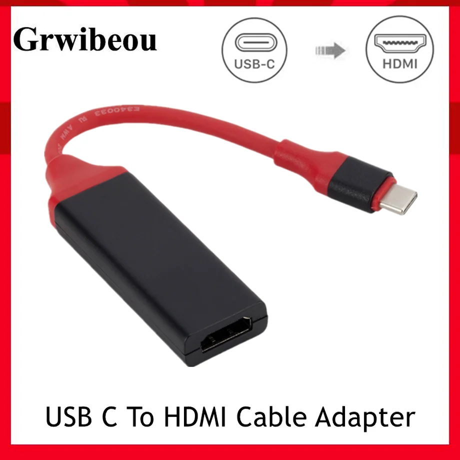 

Grwibeou 4K TYPE-C to HDMI-Compatible Adapter USB-C To HDMI Converter Male To Female Converter For PC Computer TV Display Phone